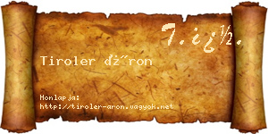 Tiroler Áron névjegykártya